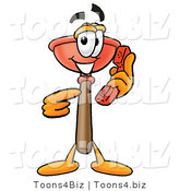 Illustration of a Cartoon Plunger Mascot Holding a Telephone by Mascot Junction