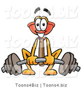 Illustration of a Cartoon Plunger Mascot Lifting a Heavy Barbell by Mascot Junction