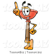 Illustration of a Cartoon Plunger Mascot Pointing Upwards by Mascot Junction