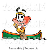 Illustration of a Cartoon Plunger Mascot Rowing a Boat by Mascot Junction