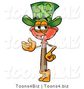 Illustration of a Cartoon Plunger Mascot Wearing a Saint Patricks Day Hat with a Clover on It by Mascot Junction