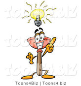 Illustration of a Cartoon Plunger Mascot with a Bright Idea by Mascot Junction