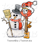 Illustration of a Cartoon Plunger Mascot with a Snowman on Christmas by Mascot Junction