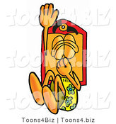 Illustration of a Cartoon Price Tag Mascot Plugging His Nose While Jumping into Water by Mascot Junction