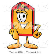 Illustration of a Cartoon Price Tag Mascot Pointing at the Viewer by Mascot Junction