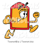 Illustration of a Cartoon Price Tag Mascot Running by Mascot Junction