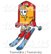 Illustration of a Cartoon Price Tag Mascot Skiing Downhill by Mascot Junction