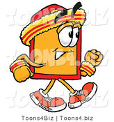Illustration of a Cartoon Price Tag Mascot Speed Walking or Jogging by Mascot Junction