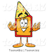 Illustration of a Cartoon Price Tag Mascot Wearing a Birthday Party Hat by Mascot Junction