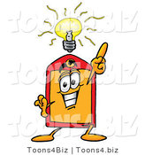 Illustration of a Cartoon Price Tag Mascot with a Bright Idea by Mascot Junction