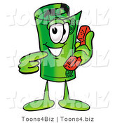 Illustration of a Cartoon Rolled Money Mascot Holding a Telephone by Mascot Junction