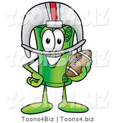 Illustration of a Cartoon Rolled Money Mascot in a Helmet, Holding a Football by Mascot Junction