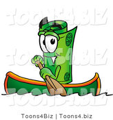 Illustration of a Cartoon Rolled Money Mascot Rowing a Boat by Mascot Junction