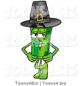 Illustration of a Cartoon Rolled Money Mascot Wearing a Pilgrim Hat on Thanksgiving by Mascot Junction