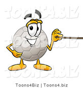 Illustration of a Cartoon Soccer Ball Mascot Holding a Pointer Stick by Mascot Junction