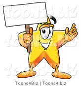 Illustration of a Cartoon Star Mascot Holding a Blank Sign by Mascot Junction