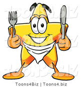 Illustration of a Cartoon Star Mascot Holding a Knife and Fork by Mascot Junction