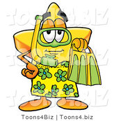 Illustration of a Cartoon Star Mascot in Green and Yellow Snorkel Gear by Mascot Junction