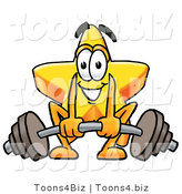 Illustration of a Cartoon Star Mascot Lifting a Heavy Barbell by Mascot Junction