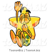 Illustration of a Cartoon Star Mascot Plugging His Nose While Jumping into Water by Mascot Junction