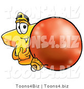 Illustration of a Cartoon Star Mascot Standing with a Christmas Bauble by Mascot Junction