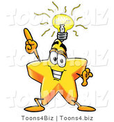 Illustration of a Cartoon Star Mascot with a Bright Idea by Mascot Junction