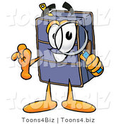 Illustration of a Cartoon Suitcase Mascot Looking Through a Magnifying Glass by Mascot Junction