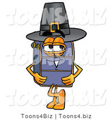 Illustration of a Cartoon Suitcase Mascot Wearing a Pilgrim Hat on Thanksgiving by Mascot Junction