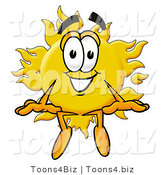 Illustration of a Cartoon Sun Mascot Sitting by Mascot Junction