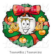 Illustration of a Cartoon Tooth Mascot in the Center of a Christmas Wreath by Mascot Junction