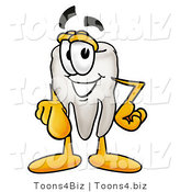 Illustration of a Cartoon Tooth Mascot Pointing at the Viewer by Mascot Junction