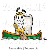 Illustration of a Cartoon Tooth Mascot Rowing a Boat by Mascot Junction