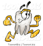 Illustration of a Cartoon Tooth Mascot Running by Mascot Junction