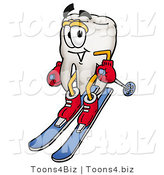 Illustration of a Cartoon Tooth Mascot Skiing Downhill by Mascot Junction