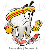 Illustration of a Cartoon Tooth Mascot Speed Walking or Jogging by Mascot Junction