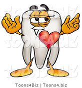 Illustration of a Cartoon Tooth Mascot with His Heart Beating out of His Chest by Mascot Junction
