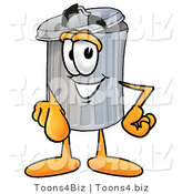 Illustration of a Cartoon Trash Can Mascot Pointing at the Viewer by Mascot Junction