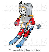 Illustration of a Cartoon Trash Can Mascot Skiing Downhill by Mascot Junction