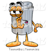 Illustration of a Cartoon Trash Can Mascot Whispering and Gossiping by Mascot Junction