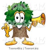 Illustration of a Cartoon Tree Mascot Holding a Megaphone by Mascot Junction