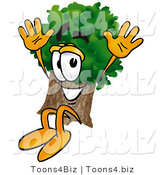 Illustration of a Cartoon Tree Mascot Jumping by Mascot Junction