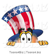 Illustration of a Cartoon Uncle Sam Mascot Peeking over a Surface by Mascot Junction