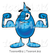 Illustration of a Cartoon Water Drop Mascot Flexing His Arm Muscles by Mascot Junction