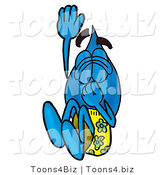 Illustration of a Cartoon Water Drop Mascot Plugging His Nose While Jumping into Water by Mascot Junction