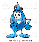 Illustration of a Cartoon Water Drop Mascot Pointing at the Viewer by Mascot Junction