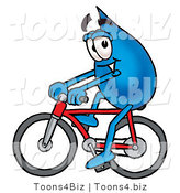 Illustration of a Cartoon Water Drop Mascot Riding a Bicycle by Mascot Junction