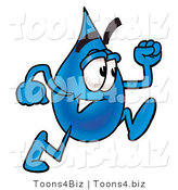 Illustration of a Cartoon Water Drop Mascot Running by Mascot Junction