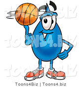 Illustration of a Cartoon Water Drop Mascot Spinning a Basketball on His Finger by Mascot Junction