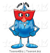 Illustration of a Cartoon Water Drop Mascot Wearing a Red Mask over His Face by Mascot Junction