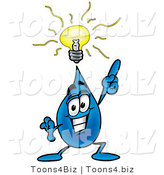 Illustration of a Cartoon Water Drop Mascot with a Bright Idea by Mascot Junction